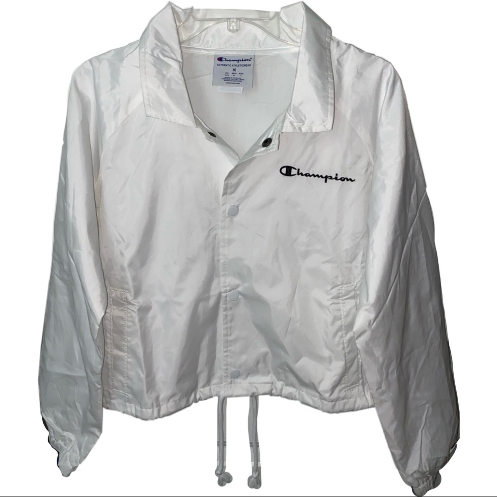 White Champion windbreaker